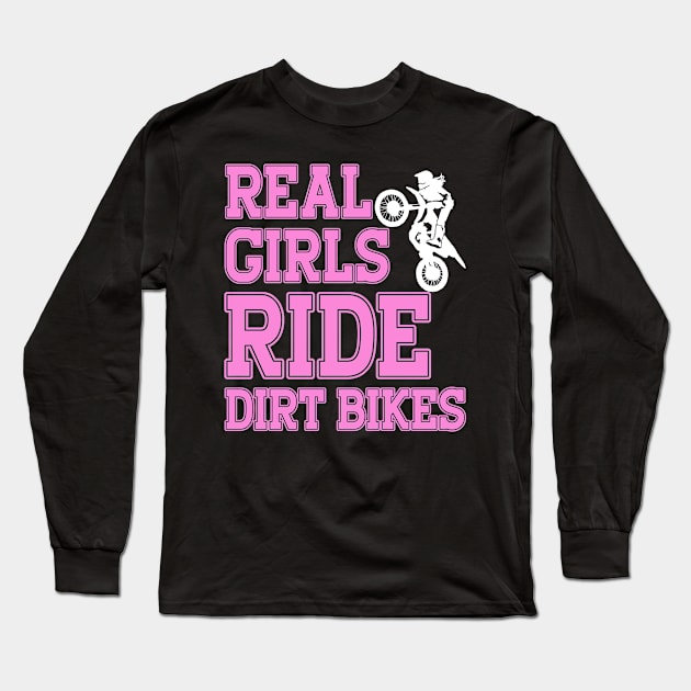 Braap Gifts Women Motorcycle Motocross Girl Dirt Bike Long Sleeve T-Shirt by PomegranatePower